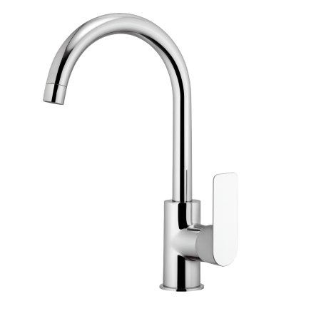 Baterii bucatarie - Baterie chiuveta bucatarie Remer Rubinetterie Infinity Kitchen I72, pipa inalta si pivotanta, monocomanda, cartus ceramic, design compact, montaj facil, alama cromata