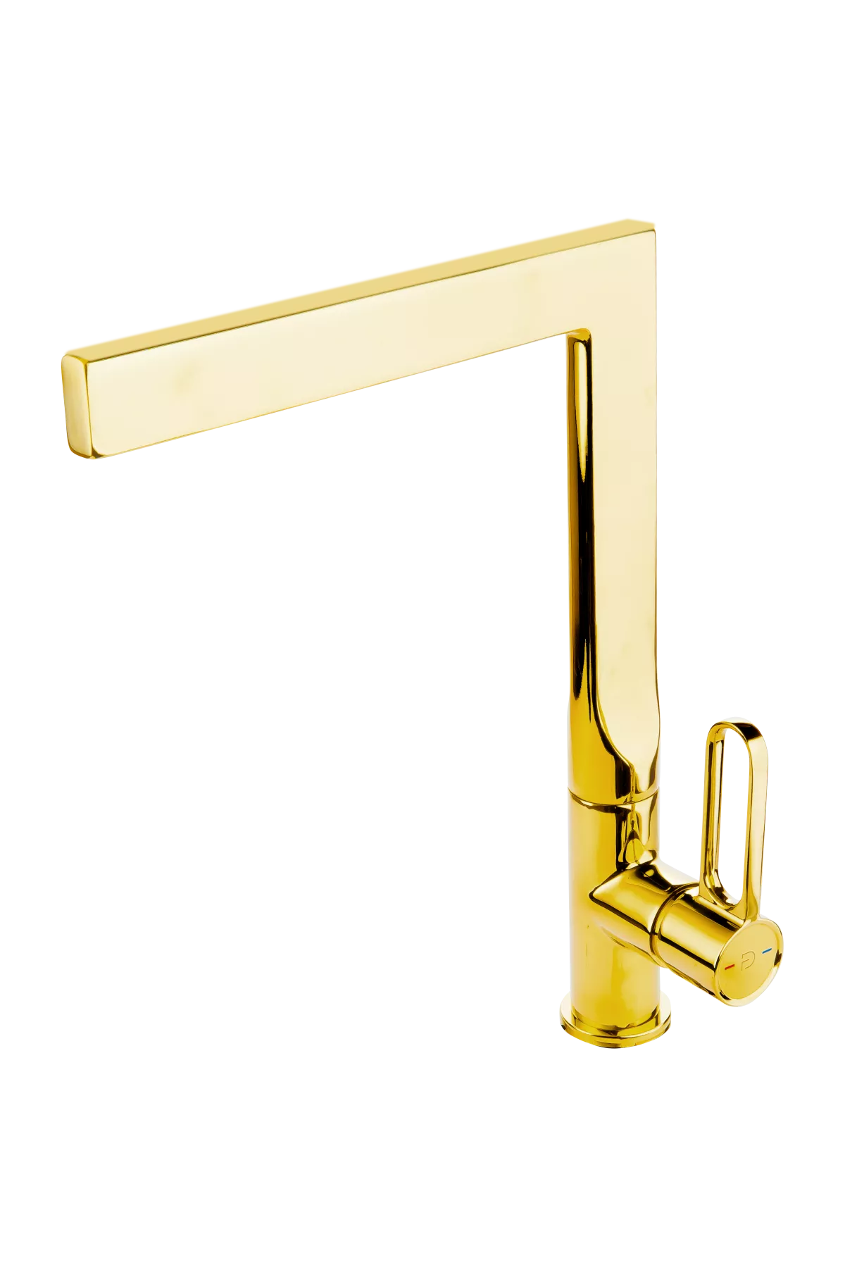 Chiuvete si baterii bucatarie - Baterie de bucatarie FDesin Zaffiro FD1-ZFR-4-55, 3/8'', tip L, pipa inalta, pivotanta, lucios, auriu