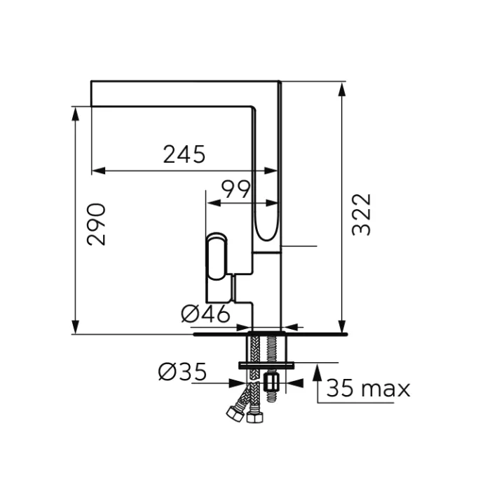 Baterie de bucatarie FDesin Zaffiro FD1-ZFR-4-55, 3/8'', tip L, pipa inalta, pivotanta, lucios, auriu [1]