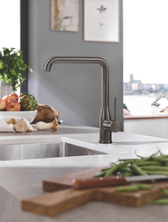 Baie - Baterie de bucatarie Grohe 30269AL0, Essence, 3/8'', inalta, tip L, mat, garfit