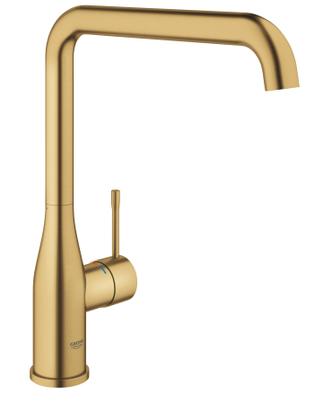 Baie - Baterie de bucatarie Grohe 30269GN0, Essence, 3/8'', pipa inalta, tip L, pivotanta, mat, auriu