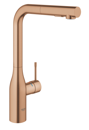 Baterie de bucatarie Grohe 30270DL0, Essence, 3/8'', pipa inalta, tip L, dus, 2 functii, mat, cupru [1]