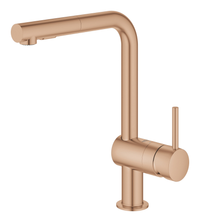 Baterie de bucatarie Grohe 30274DA0, Minta, 3/8'', Tip L, inalta, dus extractabil, 2 functii, lucios, cupru [3]