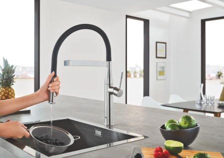 Baterie de bucatarie Grohe 30294DC0, Essence, 3/8'', XL, tip C, dus, 2 functii, mat, otel satinat [10]