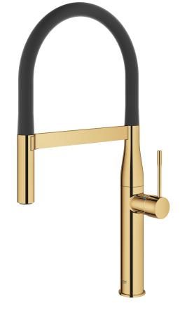 Baterie de bucatarie Grohe 30294GL0, Essence, 3/8'', inalta, tip C, dus extractabil, 2 functii, lucios, auriu [1]