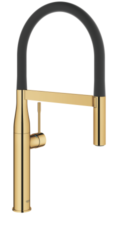 Baterii bucatarie - Baterie de bucatarie Grohe 30294GL0, Essence, 3/8'', inalta, tip C, dus extractabil, 2 functii, lucios, auriu