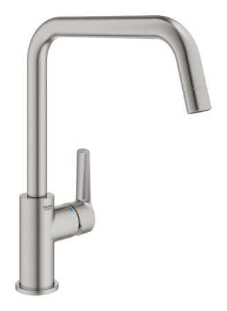 Baterii bucatarie - Baterie de bucatarie Grohe 30470DC0, Start, inalta, tip U, pivotanta, mat, otel satinat