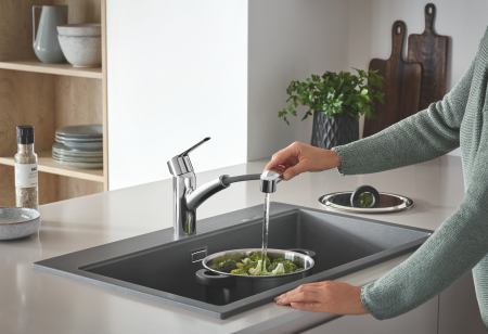 Baterie de bucatarie Grohe 30531001, 1 bar, 185 mm, 227 mm, 1 orificii instalare, 2 sprayuri, 90 unghi pivotare, Crom [2]
