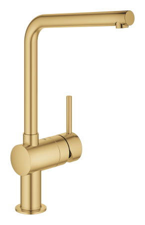 Baterii bucatarie - Baterie de bucatarie Grohe 31375GN0, Minta, 3/8'', pipa inalta, tip L, mat, auriu