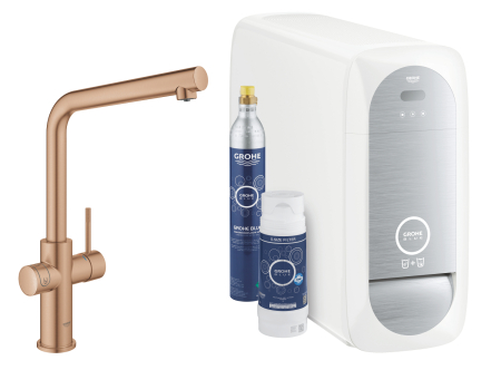 Baterii bucatarie - Baterie de bucatarie Grohe 31454DL1, Blue Home, 3/8'', pipa inalta, Tip L, filtrare, racire, apa carbogazoasa