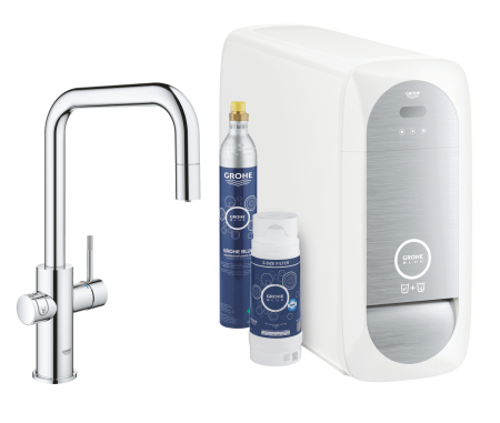 Baterii bucatarie - Baterie de bucatarie Grohe 31543000, 1 bar, 393 mm, 224 mm, 1 orificii instalare, 1 sprayuri, 150 unghi pivotare, Crom