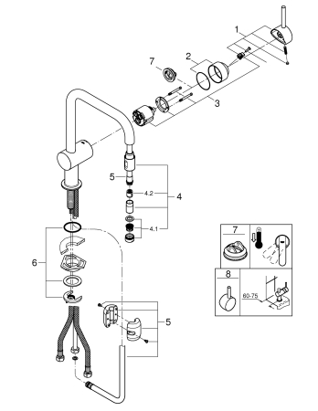 Baterie de bucatarie Grohe 32067000, 1 bar, 309 mm, 223 mm, 1 orificii instalare, 1 sprayuri, 360 unghi pivotare, Crom [3]