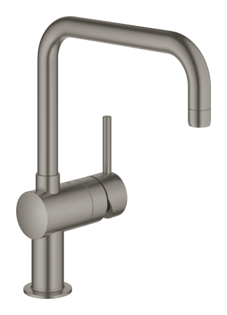 Baterii bucatarie - Baterie de bucatarie Grohe 32488AL0, Minta, 3/8'', inalta, tip U, pivotanta, mat, grafit
