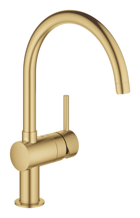 Baterii bucatarie - Baterie de bucatarie Grohe 32917GN0, Minta, 3/8'', pipa inalta, tip C, pivotanta, mat, auriu