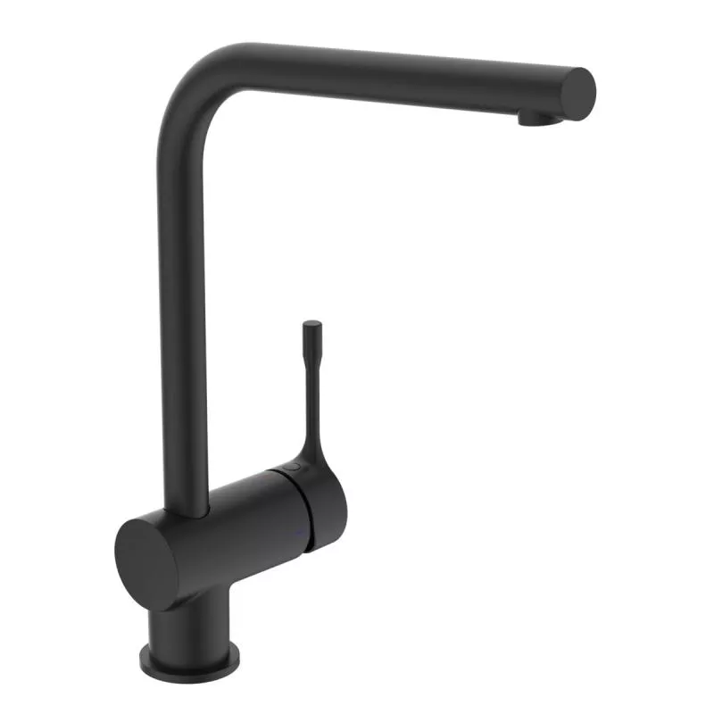 Chiuvete si baterii bucatarie - Baterie de bucatarie Ideal Standard Ceralook BC174XG, 3/8'', monocomanda, pipa inalta, tip L, pivotanta, pornire pe rece, mat, negru