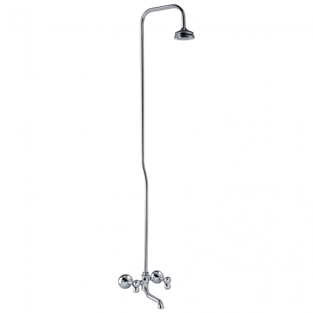 Baterie de cada cu coloana dus Remer Rubinetterie 1000-2000 08Y, comutator, para tip ploaie, 1/2 x 3/4, aerator, crom lucios, alama [1]