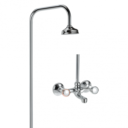 Sisteme de dus - Baterie de cada cu coloana dus Remer Rubinetterie 1000-2000 08Y, comutator, para tip ploaie, 1/2 x 3/4, aerator, crom lucios, alama