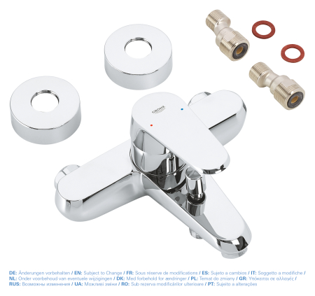 Baterie de cada Grohe 33390002, 1 bar, 194 mm, 224 mm, 2 orificii instalare, 1/2 dimensiune racord, Crom [2]