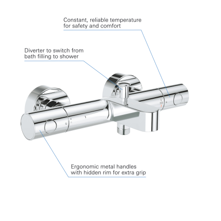 Baterie de cada Grohe 34774000, 1 bar, 298 mm, 162 mm, 55 mm, 2 orificii instalare, 1/2 dimensiune racord, Crom [2]