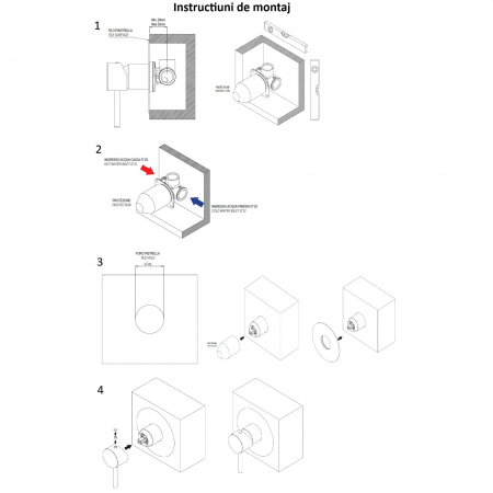 Baterie cada sau dus Remer Winner W30, incastrata, crom lucios, alama [3]