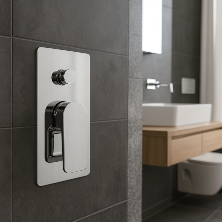 Baterie de cada si dus Remer Rubinetterie Infinity I09, incastrata, monocomanda, comutator cada/dus, cartus ceramic, design modern, crom, alama cromata [2]