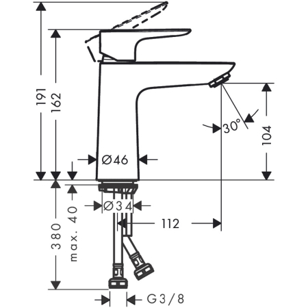 Baterie de lavoar cu ventil, Hansgrohe, Talis E 110, Crom [2]