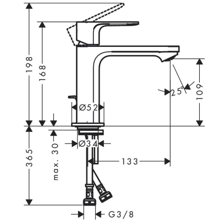 Baterie de lavoar, Hansgrohe, Rebris E 110, CoolStart, cu ventil pop-up metalic, negru mat [1]