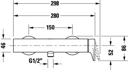 Baterie dus Duravit TU4230000010, Tulum, tip incastrare aparent, compatibil cu instalatii sanitare standard, crom [2]
