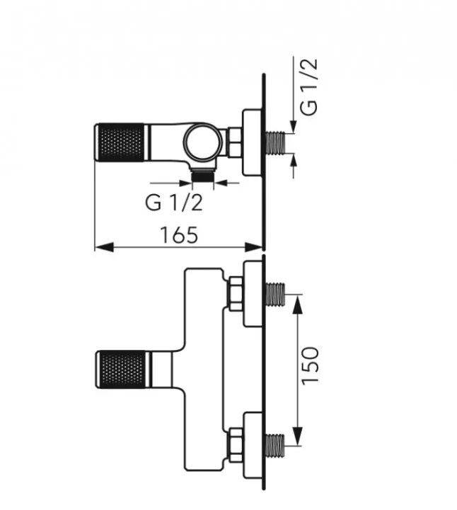 Baterie dus Fdesign Ardesia, aparenta, colona dus, mat, negru/cupru, FD1-ARD-7-25 [2]