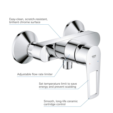 Baterie dus Grohe 23634001, 1 bar, 225 mm, 134 mm, 2 orificii instalare, 1/2 dimensiune racord furtun, Crom [4]