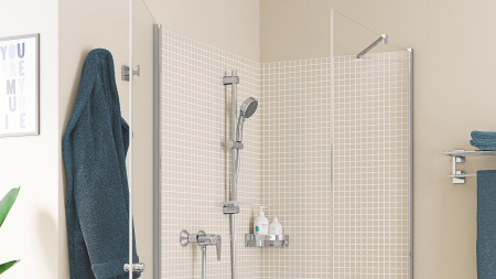 Baterie dus Grohe 24197001, 1 bar, 255 mm, 114 mm, 2 orificii instalare, 1/2 dimensiune racord furtun, Crom [7]
