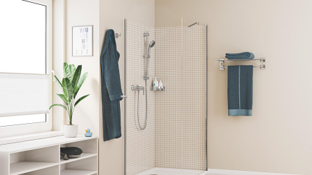 Baterie dus Grohe 24197001, 1 bar, 255 mm, 114 mm, 2 orificii instalare, 1/2 dimensiune racord furtun, Crom [8]