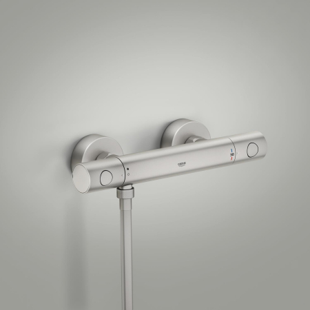 Baie - Baterie dus Grohe 34765DC0, Grohtherm 800, aparenta, termostat, mat, otel satinat