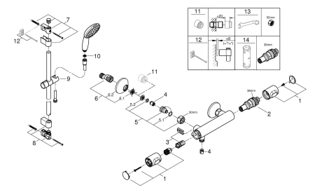 Baterie dus Grohe 34797001, 0.8 bar, 81 mm, 305 mm, 110 mm, 1.5 m, 600 mm, 2 orificii instalare, Crom [5]