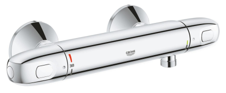 Baterii cada si dus - Baterie dus Grohe 34814003, 0.8 bar, 81 mm, 305 mm, 2 orificii instalare, 1/2 dimensiune racord furtun, Crom