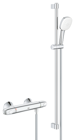 Baterii cada si dus - Baterie dus Grohe 34824005, 0.8 bar, 80 mm, 317 mm, 110 mm, 1.75 m, 900 mm, 2 orificii instalare, Crom