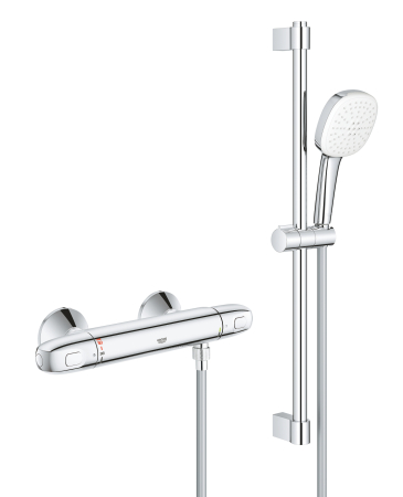 Baie - Baterie dus Grohe 34825002, Grohtherm 1000, tip incastrare aparent, tip comanda dubla comanda, set de dus inclus, crom