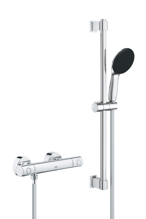 Baterii cada si dus - Baterie dus Grohe 34856000, 0.8 bar, 81 mm, 305 mm, 110 mm, 1.75 m, 600 mm, 2 orificii instalare, Crom