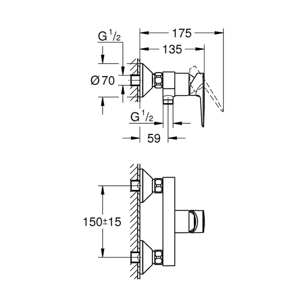 Baterie dus Grohe BauEdge New crom lucios [1]