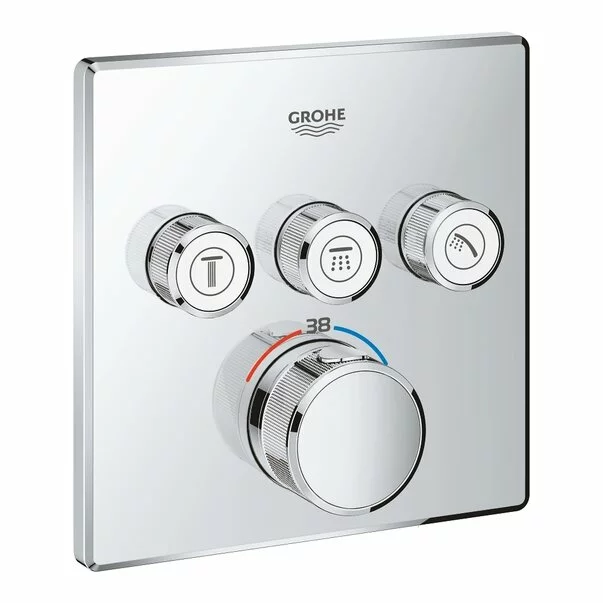 Baterii cada si dus - Baterie dus Grohe Grohtherm SmartControl termostatica patrata cu 3 iesiri