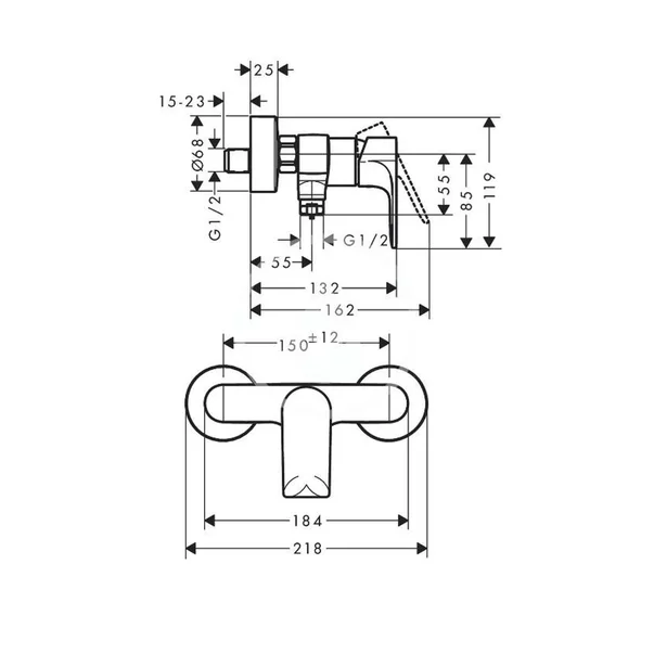 Baterie dus Hansgrohe Rebris E monocomanda crom lucios [1]