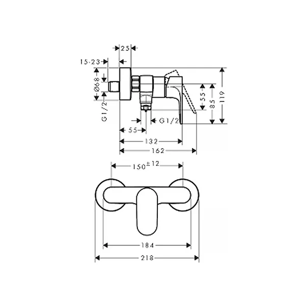 Baterie dus Hansgrohe Rebris S monocomanda negru mat [1]