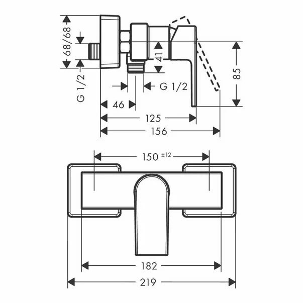 Baterie dus Hansgrohe Vernis Shape monocomanda crom lucios [1]