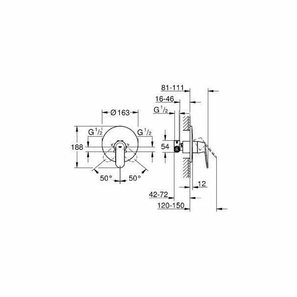 Baterie dus incastrata Grohe Eurosmart Cosmopolitan corp incastrat inclus [2]