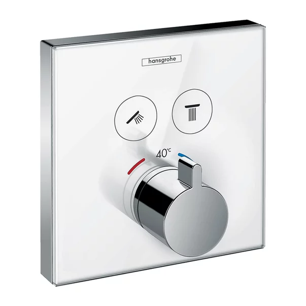 Baterii sanitare - Baterie dus incastrata Hansgrohe ShowerSelect Glass alb - crom termostatata