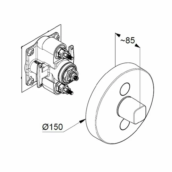 Baterie dus incastrata Kludi Push monocomanda crom 2 consumatori [1]