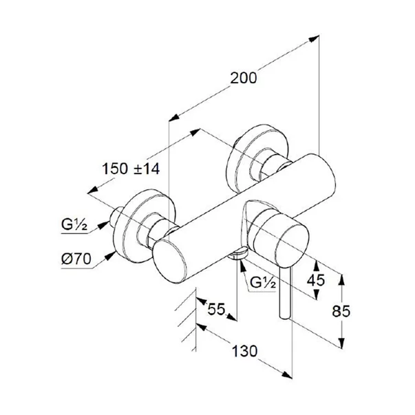 Baterie dus monocomanda Kludi Bozz negru mat [1]