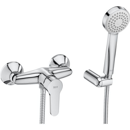 Baterii cada si dus - Baterie dus Roca A5A206AC0K, 0.6 bar, 80 mm, 1.7 m, 133 mm, 215 mm, 2 orificii instalare, 1 functii para dus, Crom