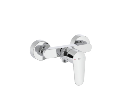 Baterii cada si dus - Baterie dus Roca A5A214FC00, 0.6 bar, 133 mm, 215 mm, 2 orificii instalare, 1/2 dimensiune racord furtun, Crom