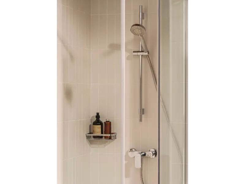 Baterie dus Roca A5A216EC00, 0.6 bar, 133 mm, 215 mm, 2 orificii instalare, 1/2 dimensiune racord furtun, Crom [2]